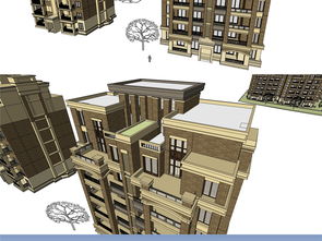 多層住宅歐式小區全景SU模型設計圖 從庫藏資源到BIM技術開發應用